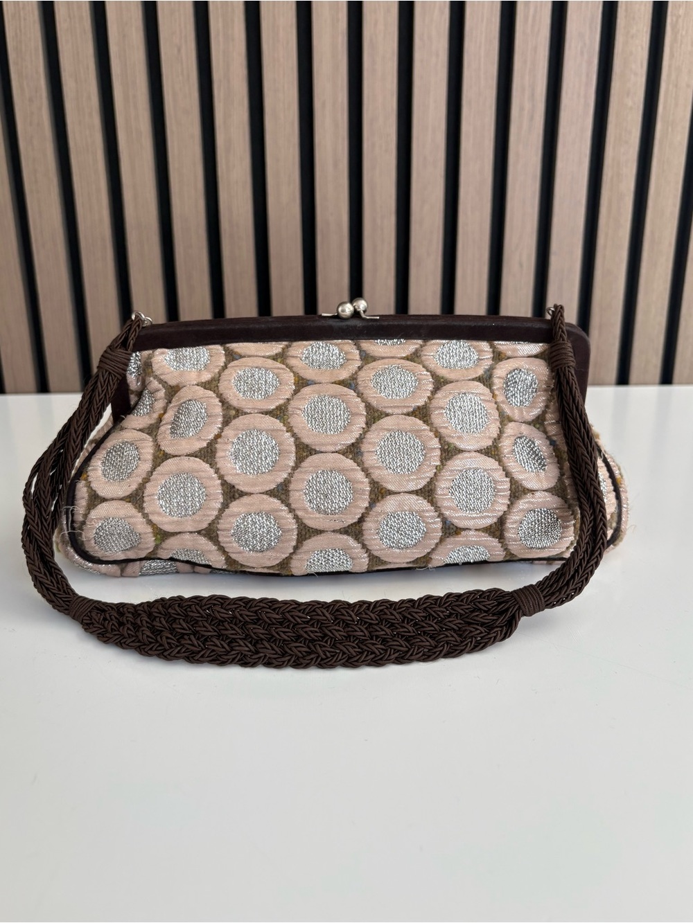 Auth VTG PRADA Tapestry Structured Bag